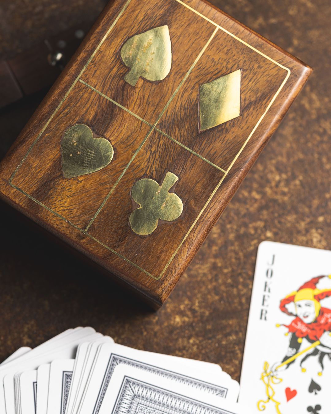 coffret en bois - jeux de carte coffret en bois - jeux de carte