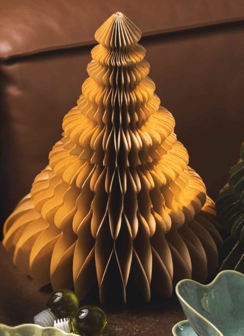 Sapin en Papier Aimanté doré – Style Accordéon