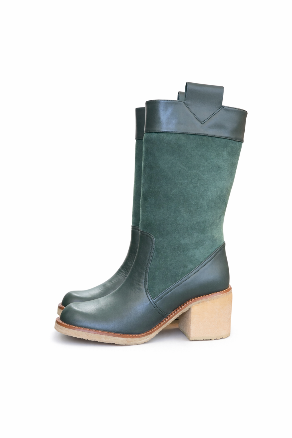 bottines fame croutes + velours bottines fame croutes + velours vert sapin