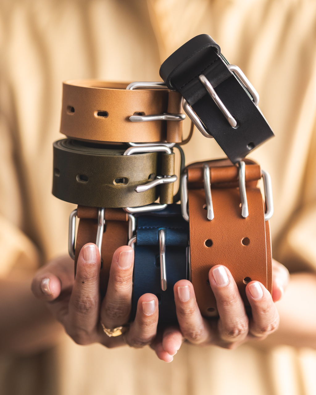 CEINTURE CUIR VÉGÉTAL BLEU