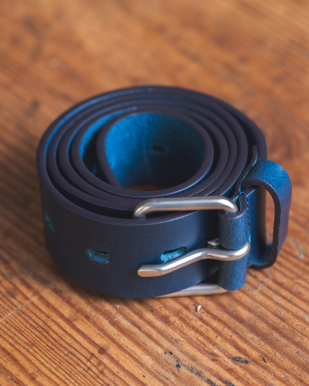 CEINTURE CUIR VÉGÉTAL BLEU
