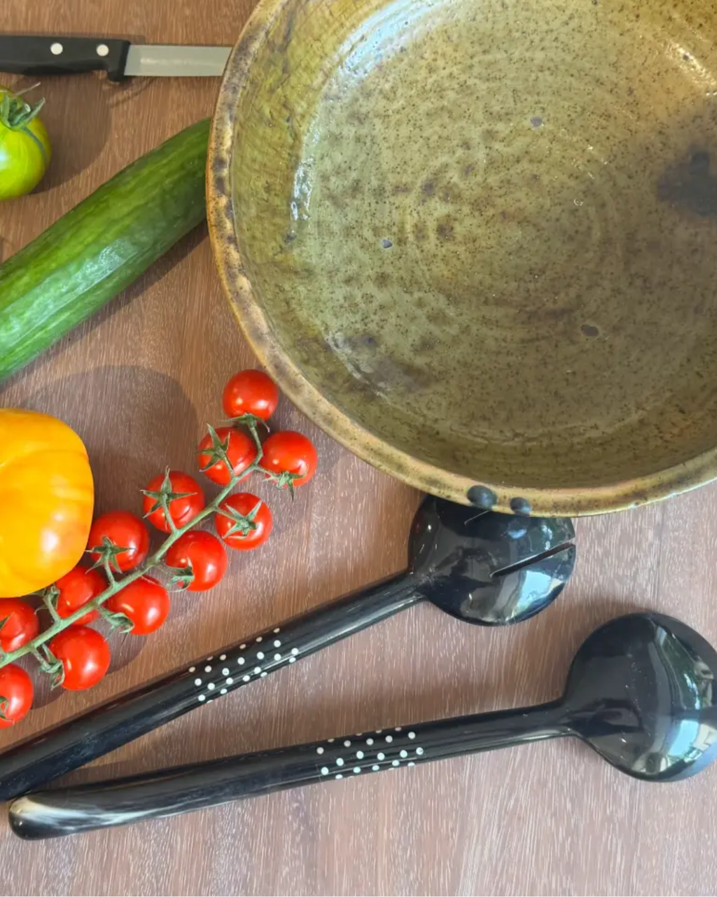 Jeu de couverts à salade en corne de zébu