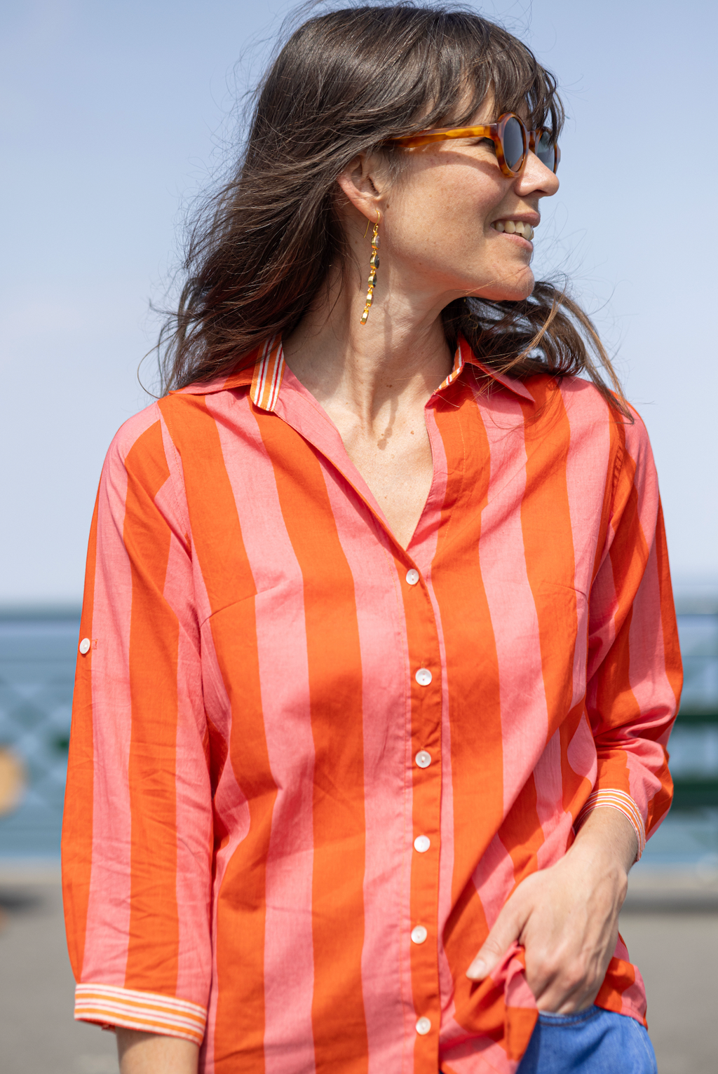 CHEMISE COL V BLOCK PRINT 68253 PALME
