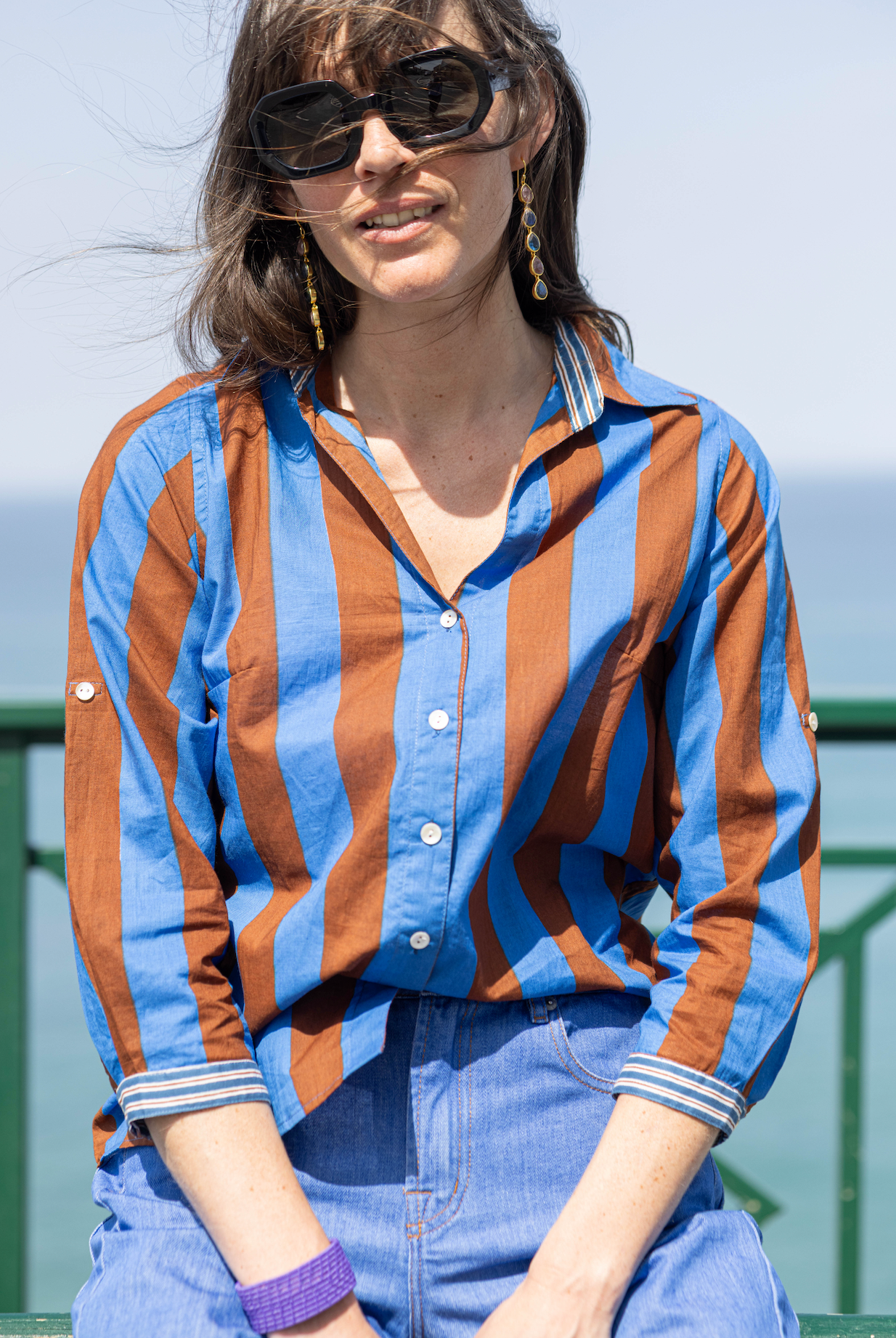 CHEMISE COL V BLOCK PRINT 68253 PALME