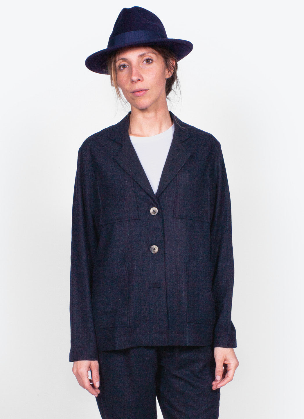 VESTE BEA WOOL - RAYE BLEU
