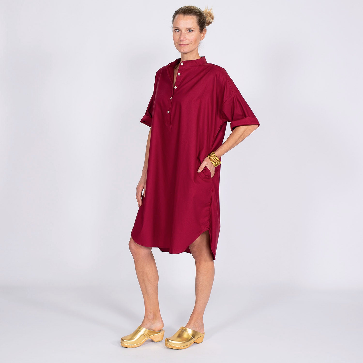 ROBE MARKET SANS COL MC - BORDEAUX