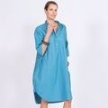 ROBE MARKET AVEC COL MC - B TURQUOISE