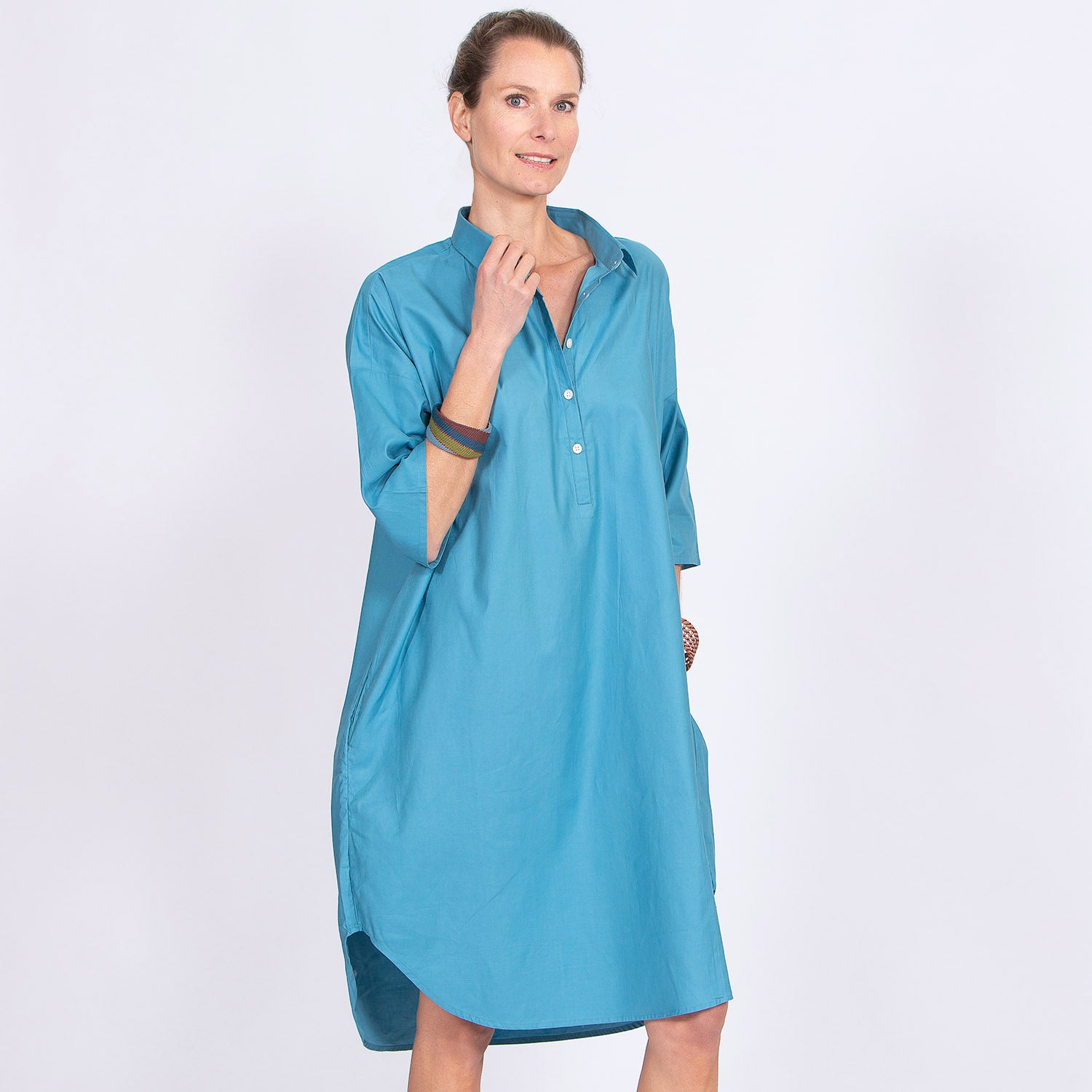 ROBE MARKET AVEC COL MC - B TURQUOISE