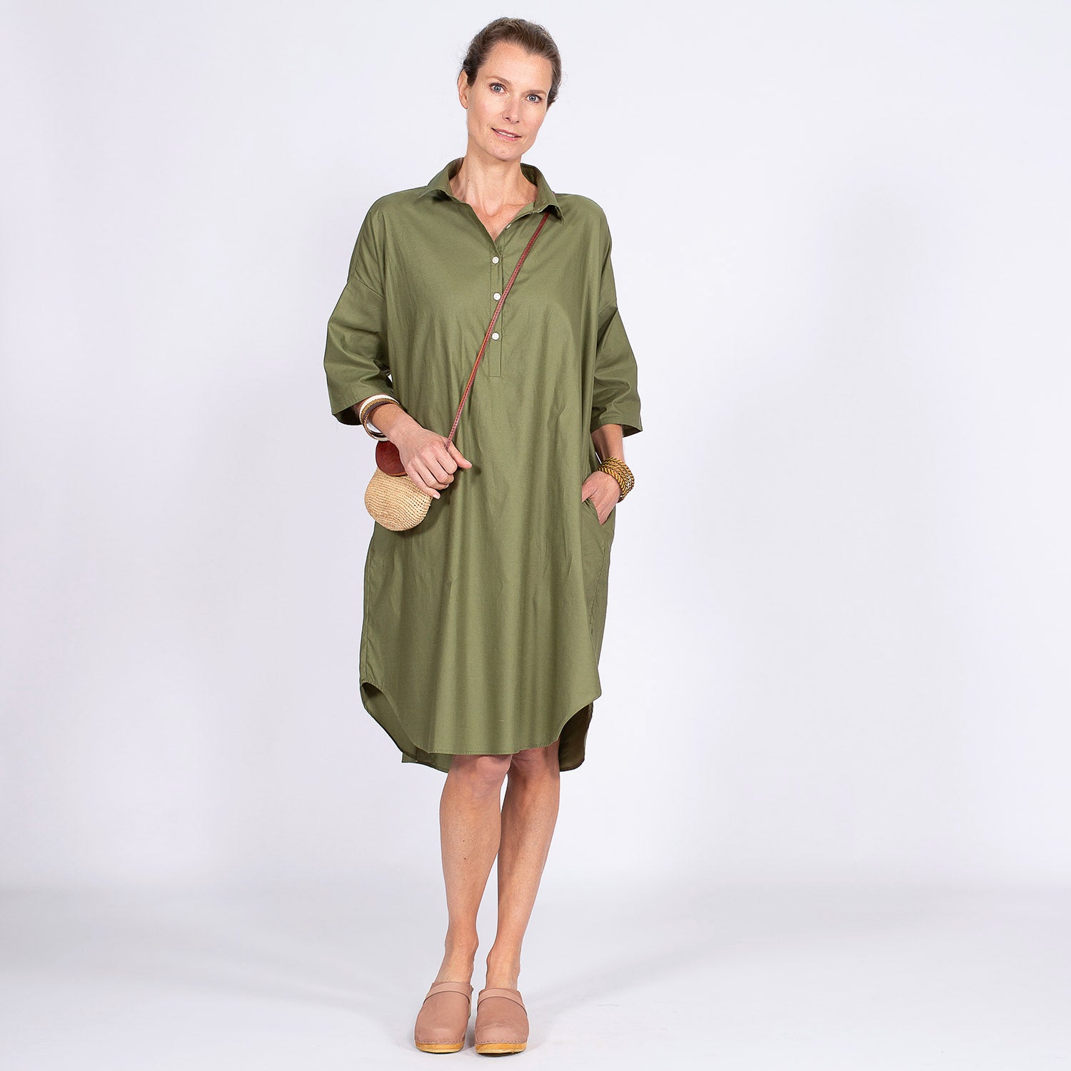 ROBE MARKET AVEC COL MC - Vert