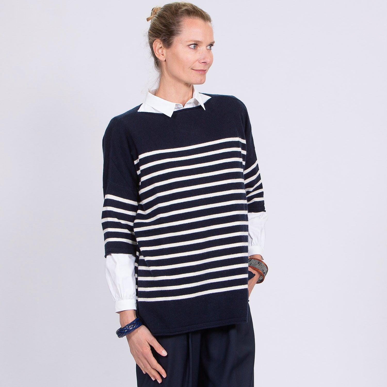 PULL CACHEMIRE MARINIERE - MARINE