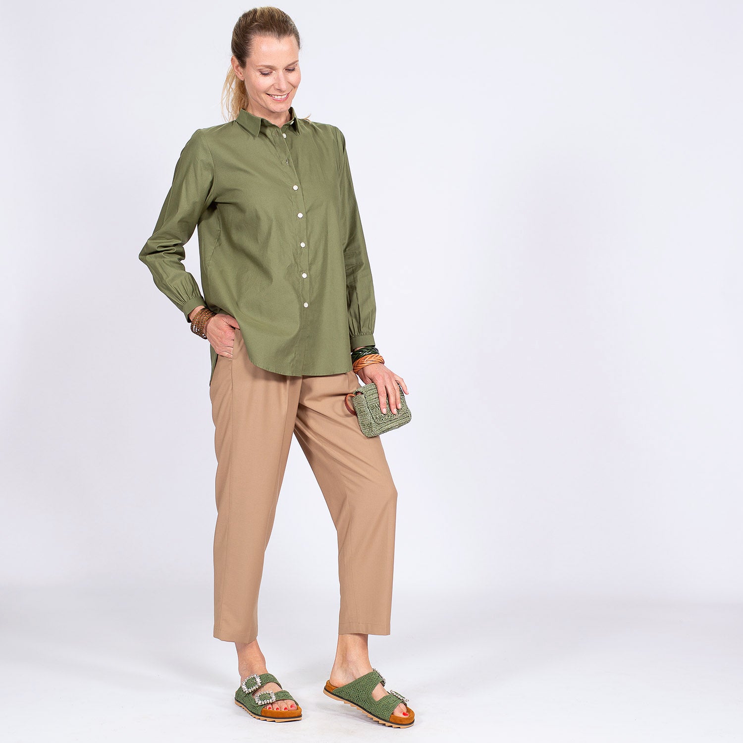 CHEMISE GERALDINE MC - KAKI GREEN