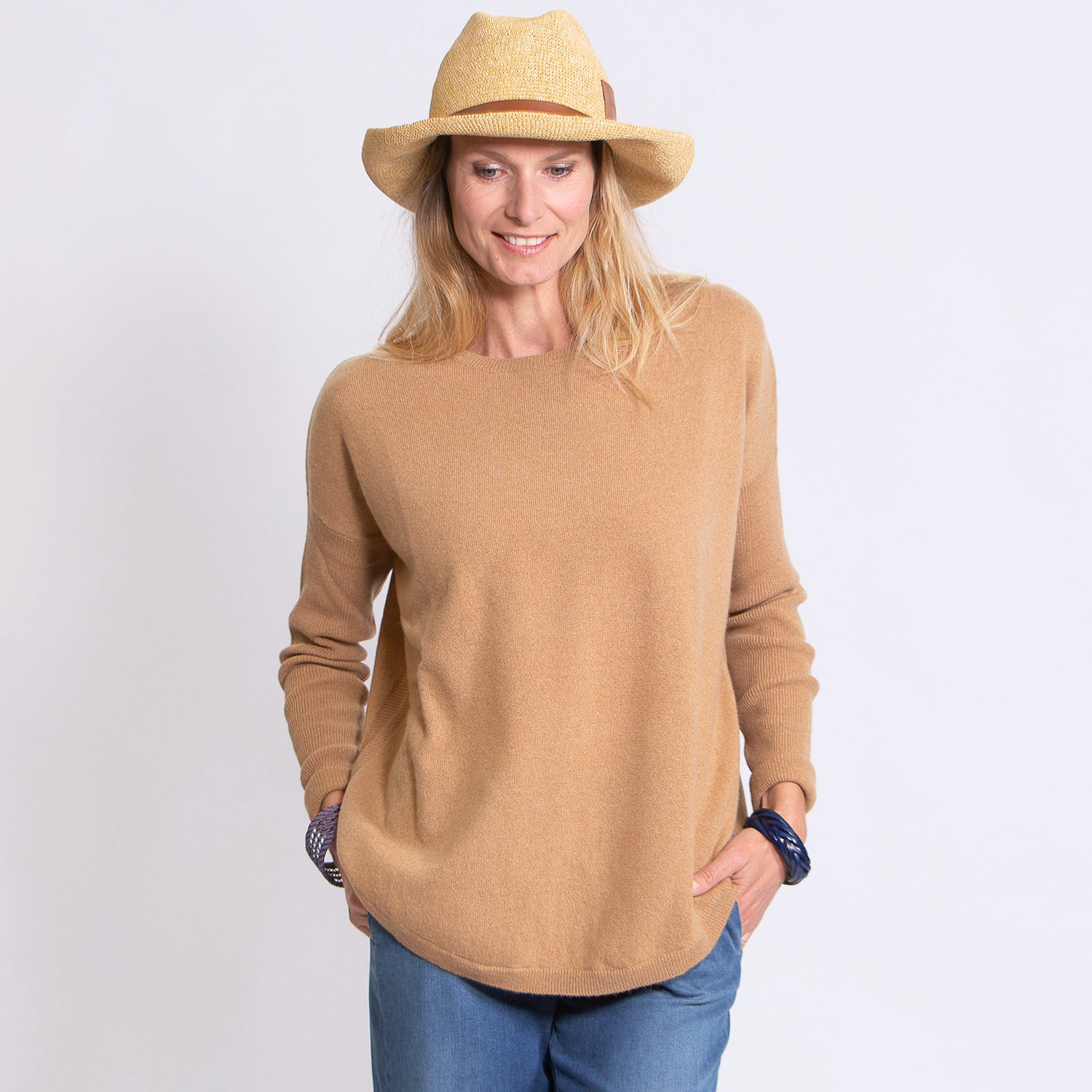PULL CACHEMIRE COL ROND - BROWN