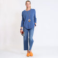 PULL CACHEMIRE COL ROND - Bleu
