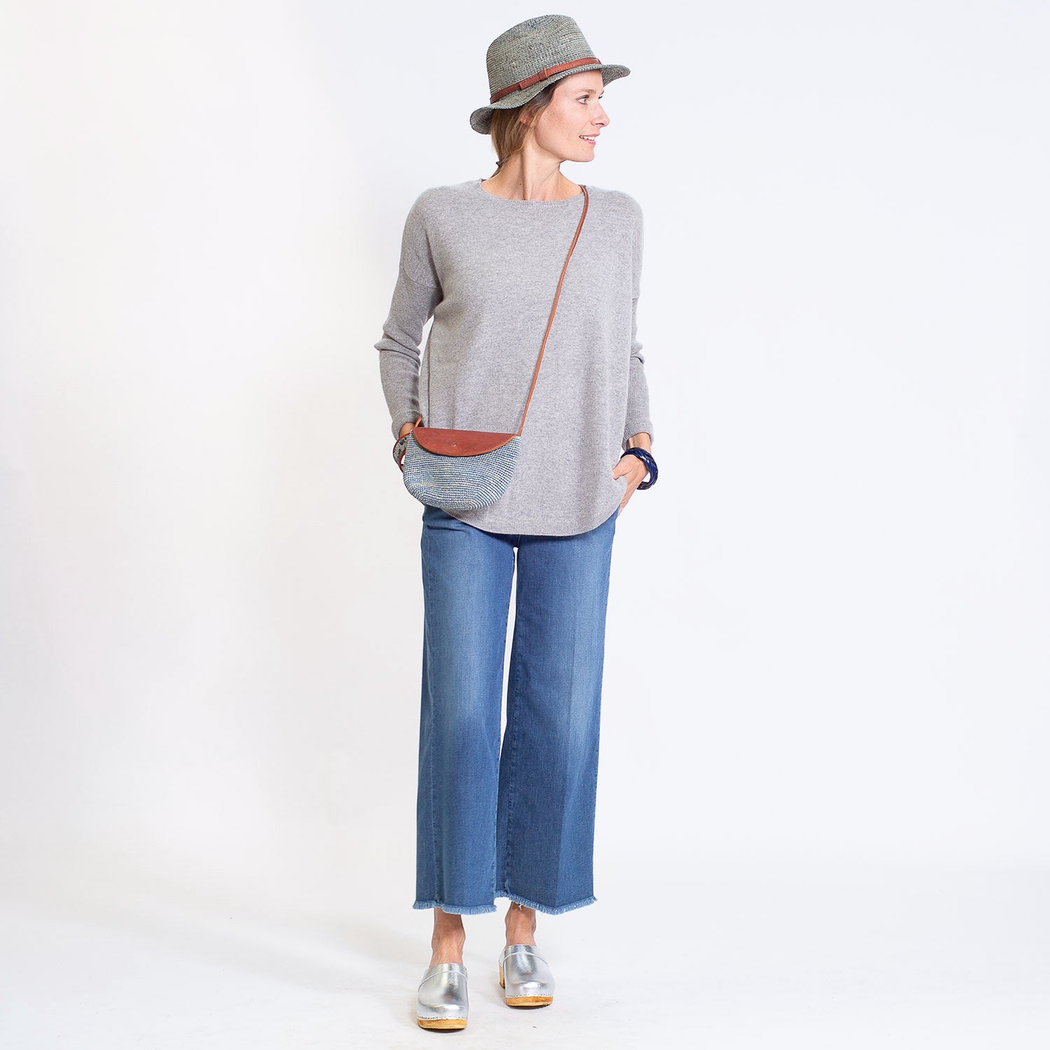 PULL CACHEMIRE COL ROND - Gris