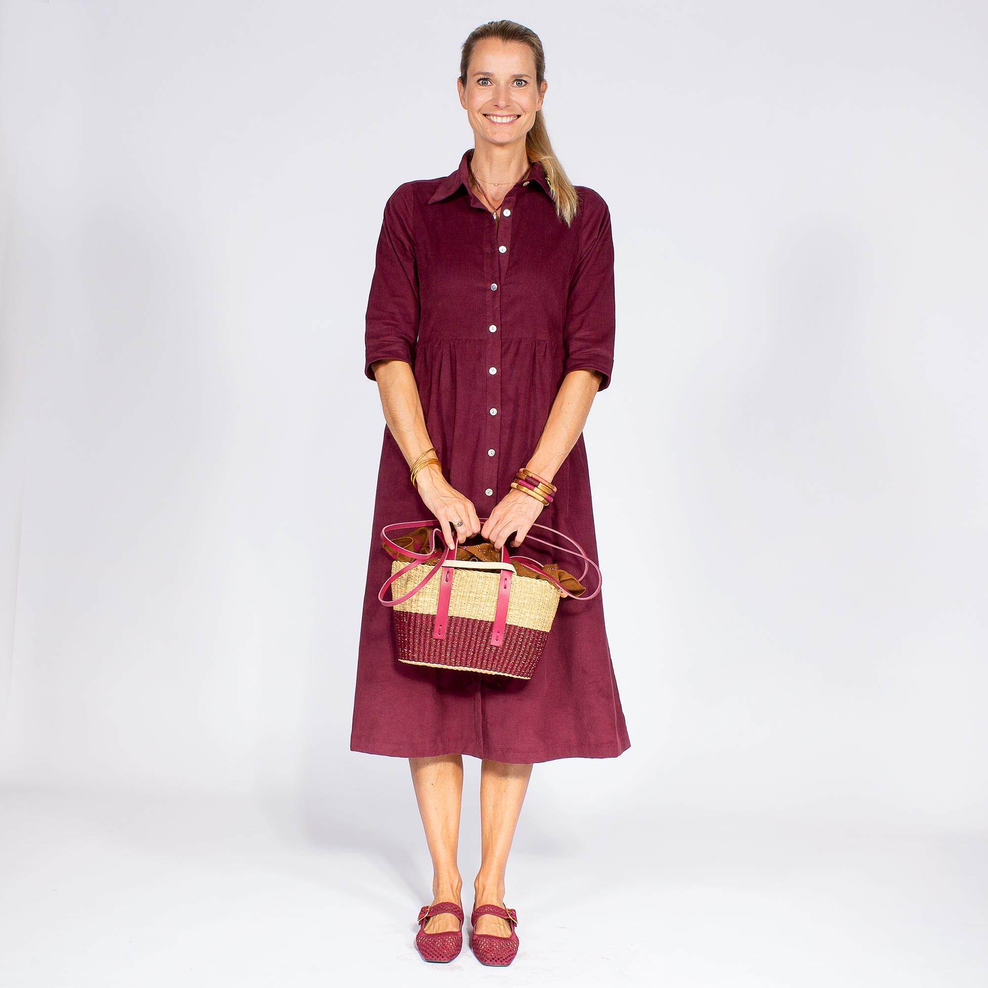 ROBE CORALINE CORDUROY - BURGUNDY