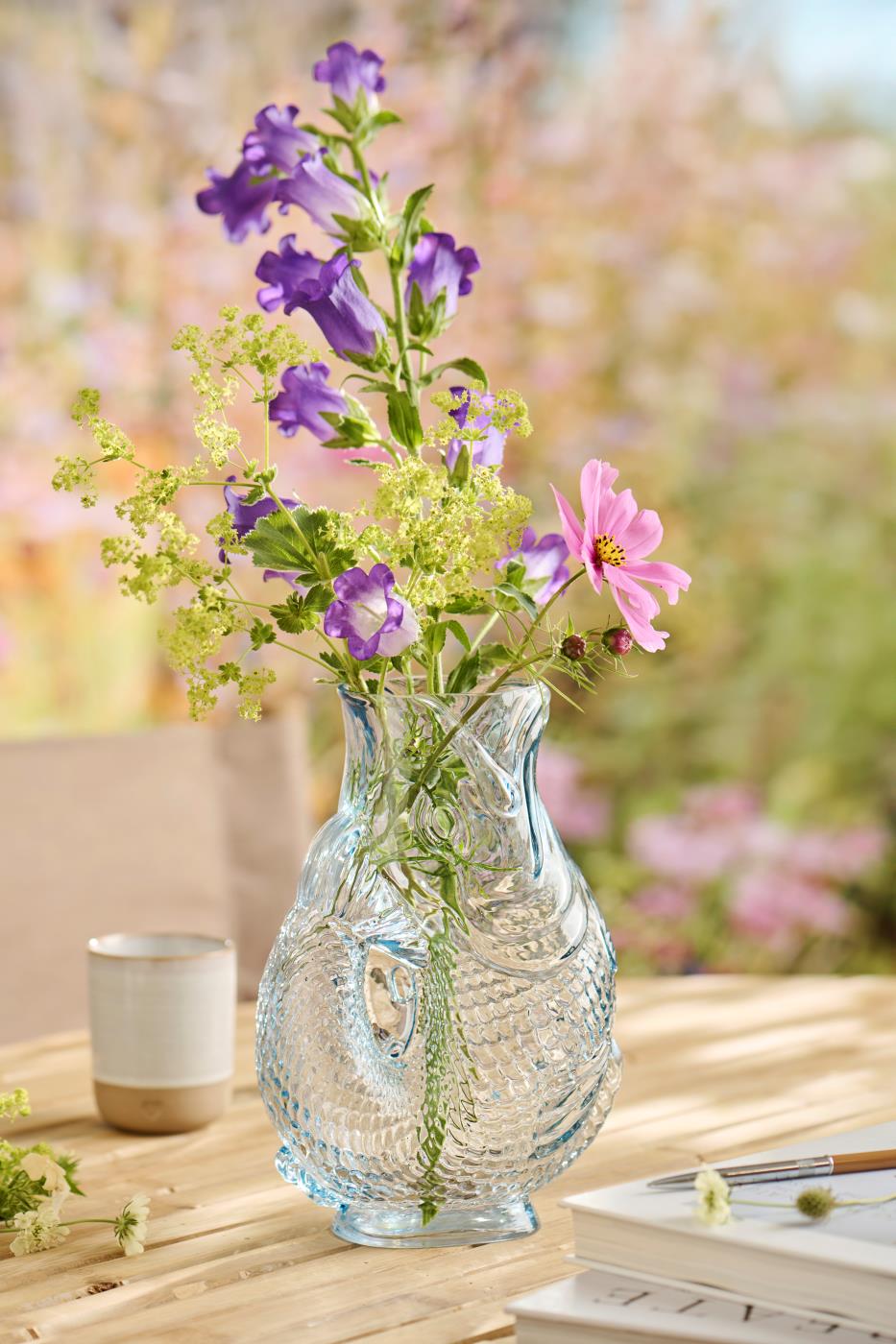 VASE POISSON BLEU